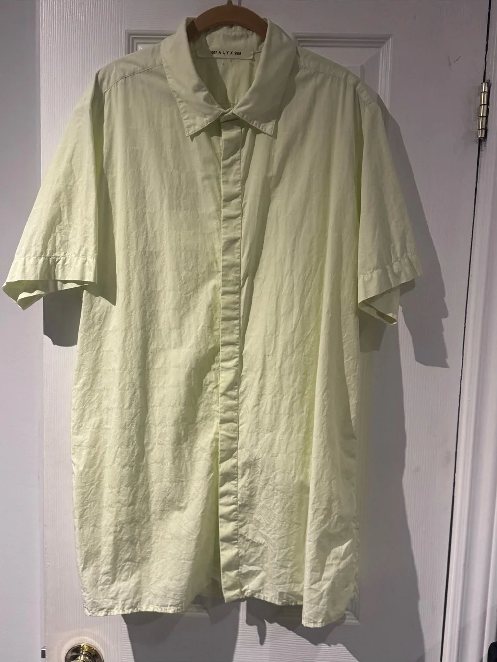 ALYX Men's Short-Sleeve Button-Up Shirt - Light Green Logo print - Picture 1 of 5